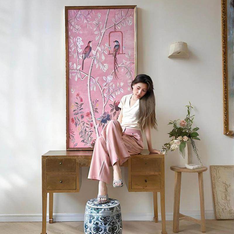 喜上眉梢中式美学艺术玄关装饰画新中式花鸟祥合图轻法式粉色挂画,农机/农具/农膜,播种栽苗器/地膜机,淘宝优惠券,粉丝福利购,淘宝优惠卷