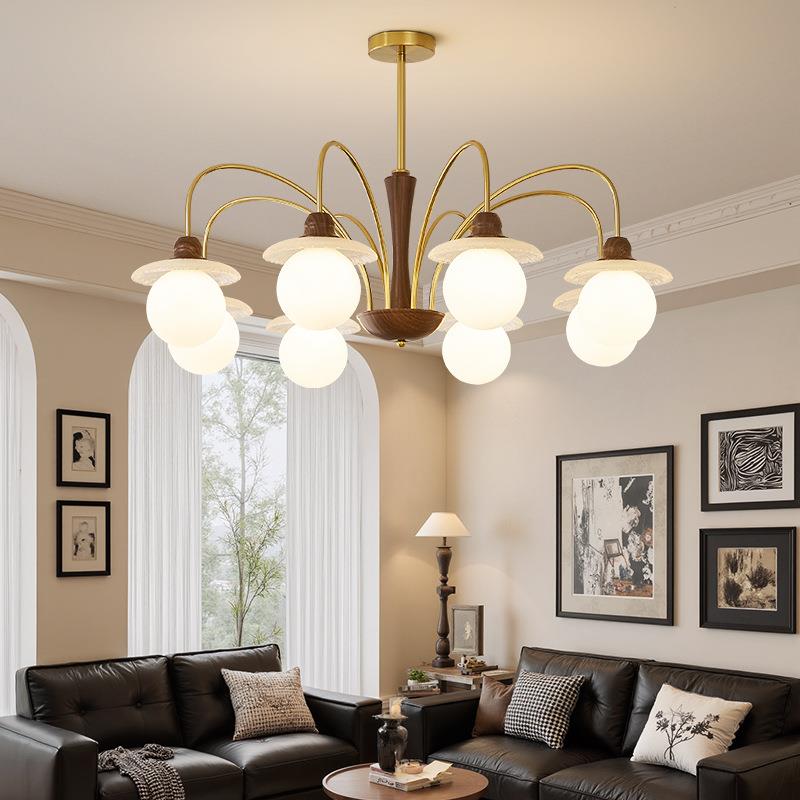 中古客厅吊灯 法式护眼魔豆灯2025新款高级感设计师全光谱中山灯