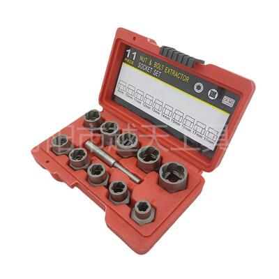 11pcs破损螺母取出器螺栓螺帽螺母取出器反牙套筒家用组合工具1/2