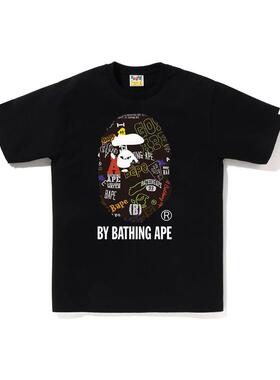 男装春夏手绘猿人头字母印花图案短袖T恤110310M