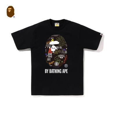 男装春夏手绘猿人头字母印花图案短袖T恤110310M