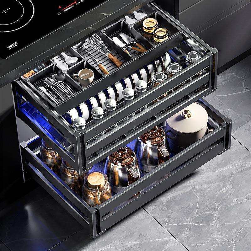 拉篮厨房橱柜太空铝抽中抽内置调味收纳玻璃碗碟篮厨房消毒柜拉篮,鲜花速递/花卉仿真/绿植园艺,割草机/草坪机,淘宝优惠券,粉丝福利购,淘宝优惠卷