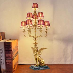 法式全铜别墅客厅大台灯欧式奢华复古宫廷酒店前台摆饰品脱蜡铜灯