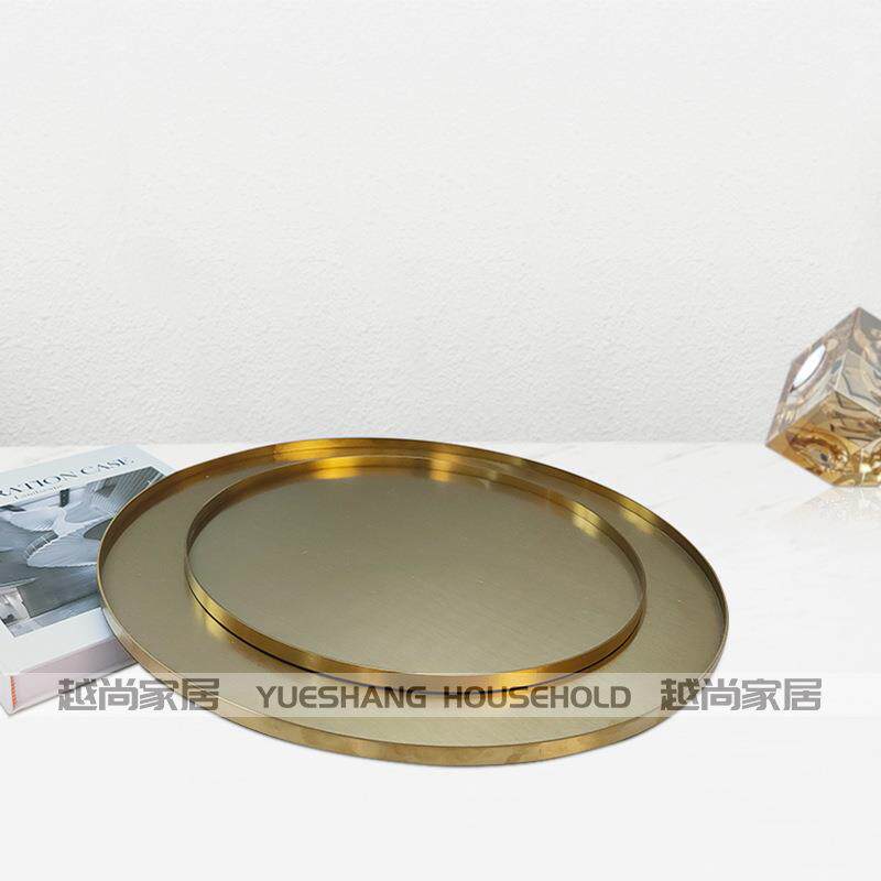 新中式大理石花器摆件现代新房客厅装饰品办公室样板房创意托盘