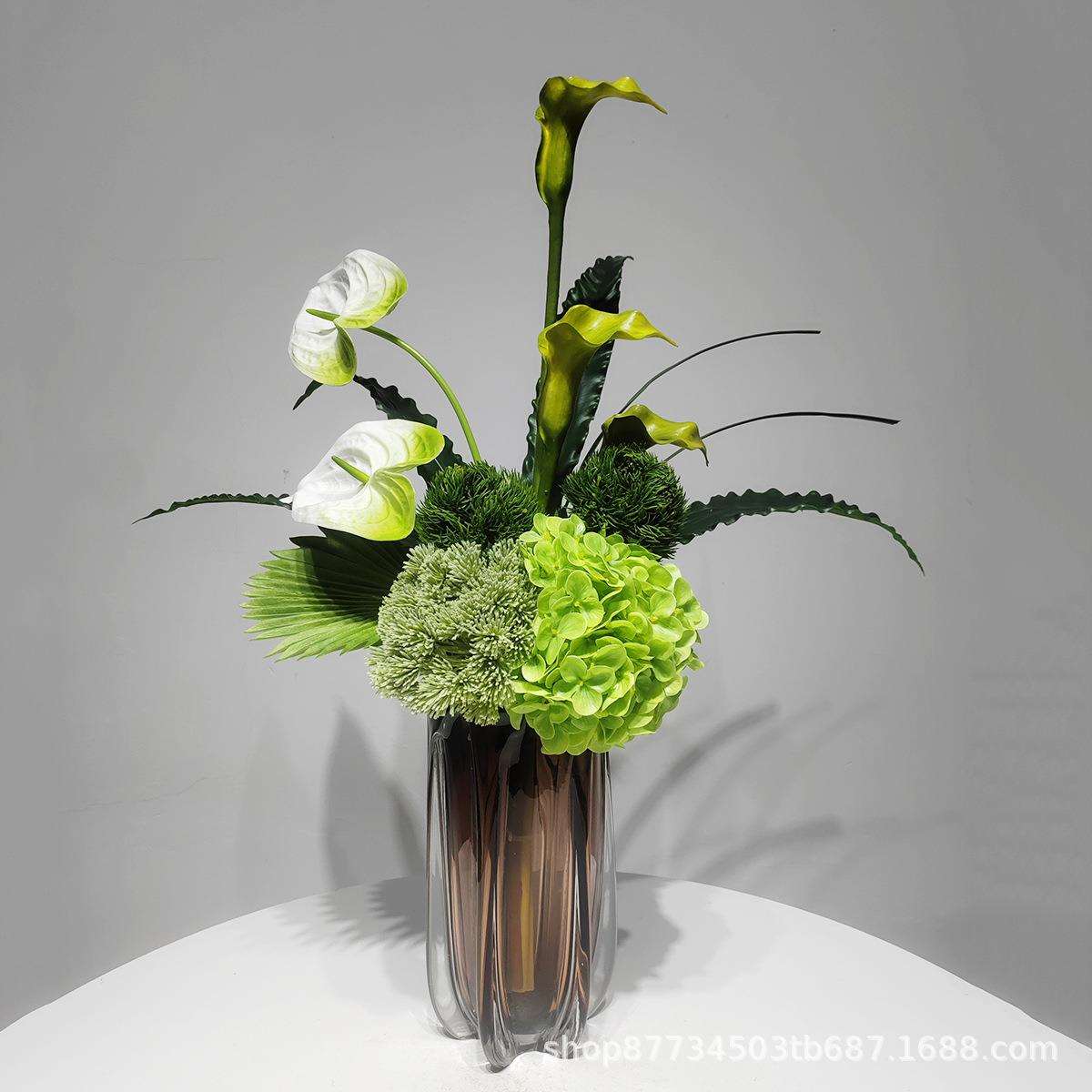 现代轻奢高档仿真花艺摆件餐桌酒店玄关客厅岛台高级感假花装饰品