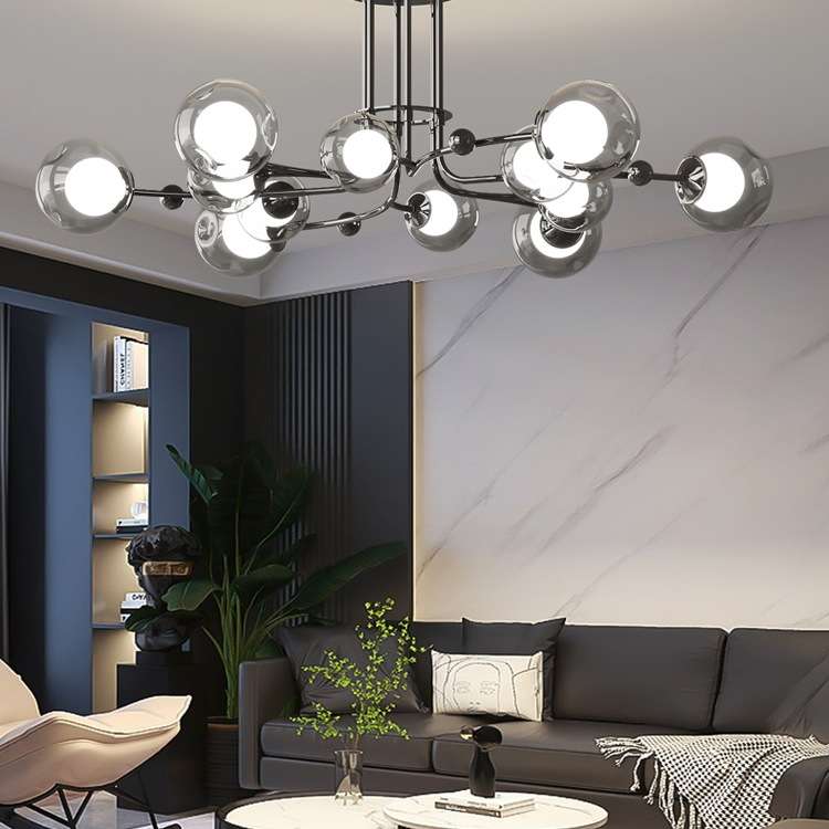 摩爵意式极简客厅吊灯2025新款魔豆餐厅灯感黑色全屋套餐灯具