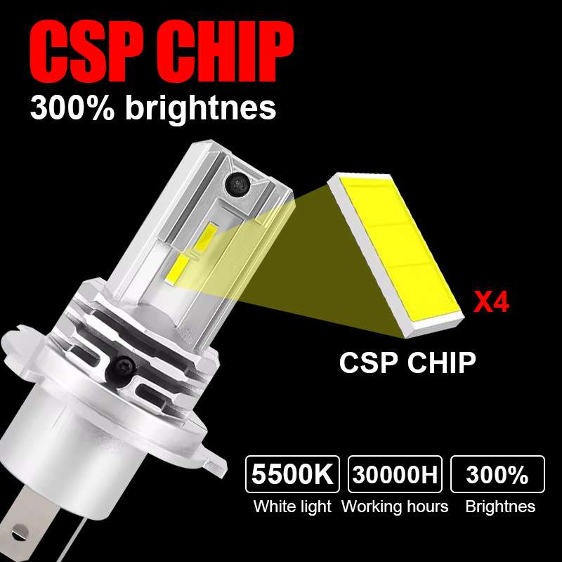 2PCS汽车LED灯泡H4H11H7H1远近光灯CSP芯片超白亮即插即用LED灯泡