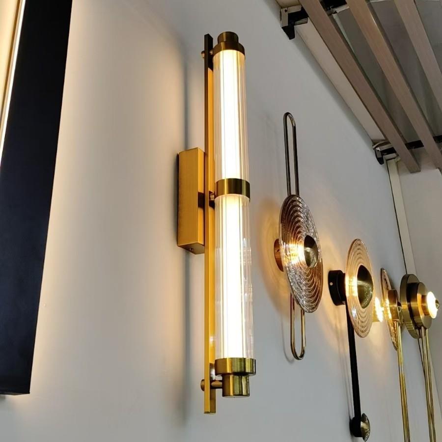 北欧卧室床头壁灯简约现代不锈钢楼梯过道灯极简复古客厅长条灯具
