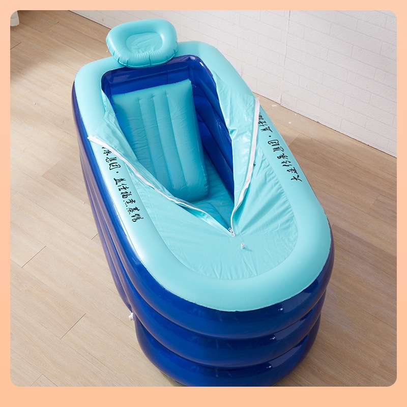 ?O6AM大人泡澡浴缸充气全身可折叠洗澡桶老人沐浴池塑料卧床家