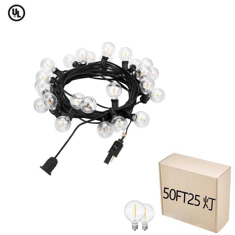 新品热卖美规G40灯串50FT25灯110V透明G40灯泡户外G40LED庭院灯串