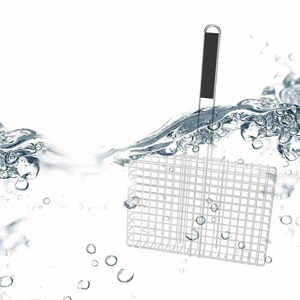 不锈钢BBQ烧烤盘烤鸡篮方形大容量BASKET折叠烧烤网夹漏网