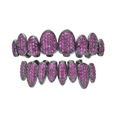 欧美爆款满锆石八齿镶锆石嘻哈牙套hiphop不规则个性彩色金牙套