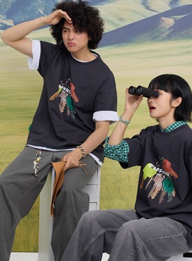 【春夏新品】STAFFROOM “万能钥匙”oversize印花t恤情侣复古