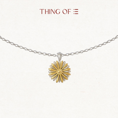 THING OF 隐士菊-菊纹双色雕刻工艺纯银项链 925银镀金复古气质