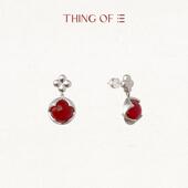 四花镂空球形耳环 THING 高级复古红色耳钉耳饰 福至 系列
