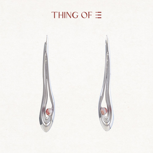 [张韶涵同款] THING OF E【赤】系列 湖泊状内镶宝石长耳环 优雅