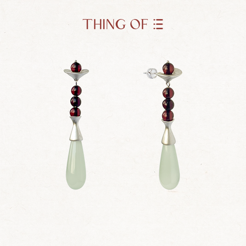 THING OF E【茶】系列 合意-器形串珠玛瑙耳环 纯银镀金高级温柔