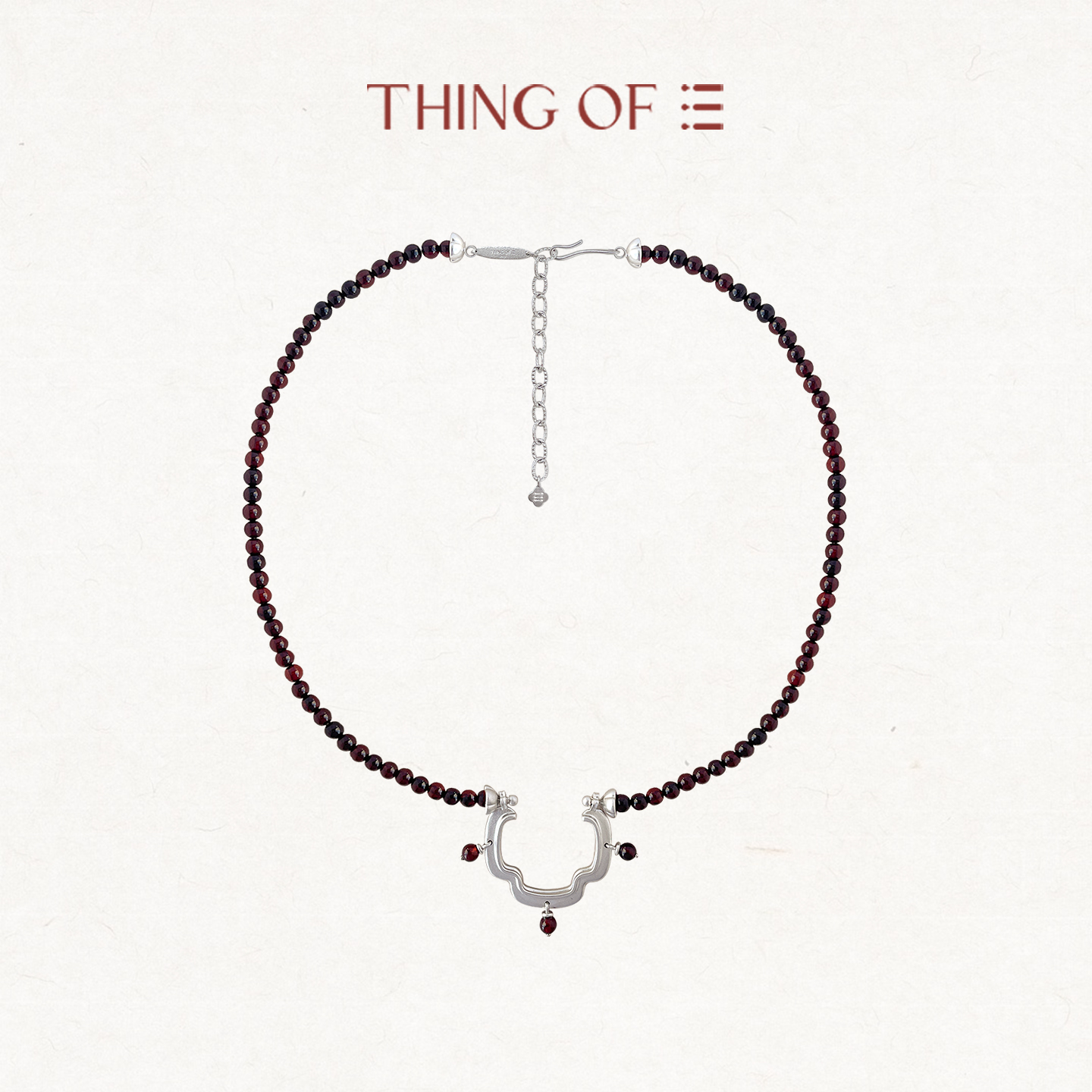 THING OF E【茶】系列 称心-花形琥珀串珠项链 纯银镀金新中式