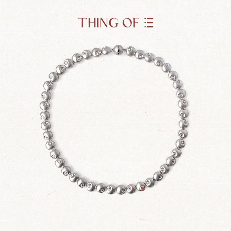 THING OF E【赤】系列 圆形钉珠侧镶石磁吸项链小号 气质锁骨链