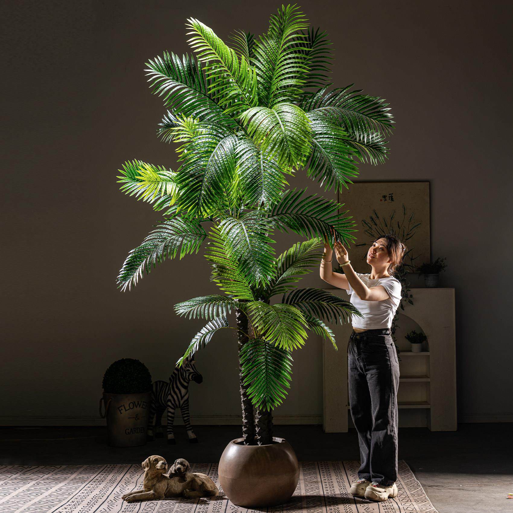 彷真棕榈假树针葵彷生绿植客厅摆件大型散尾葵椰子树室内造景装饰