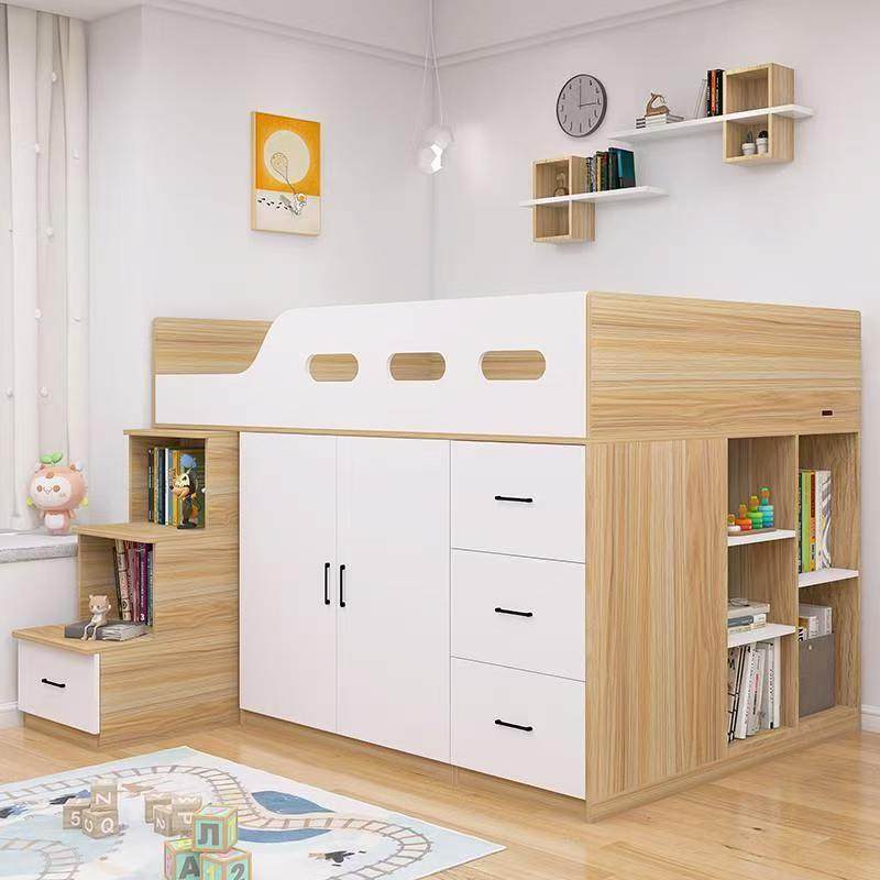 榻榻米床衣柜一体小户型儿童组合床多功能带储物书架床半高床柜子