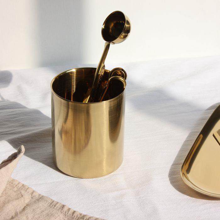 北欧款黄铜色笔筒 玫瑰金色花瓶 简约设计花器杯子收纳置物桶