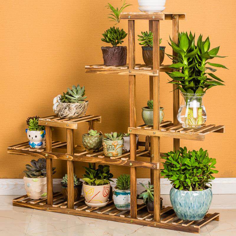 阳台花架子实木质多层室内落地面多肉花盆架简约架客厅家用置物架