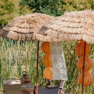 茅草伞稻草伞户外沙滩遮阳伞庭院室外风景区营地民宿围炉煮茶遮阳