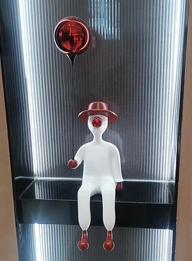 创意男孩气球吹泡泡人物坐姿雕塑摆件店面样板房玄关客厅高档装饰