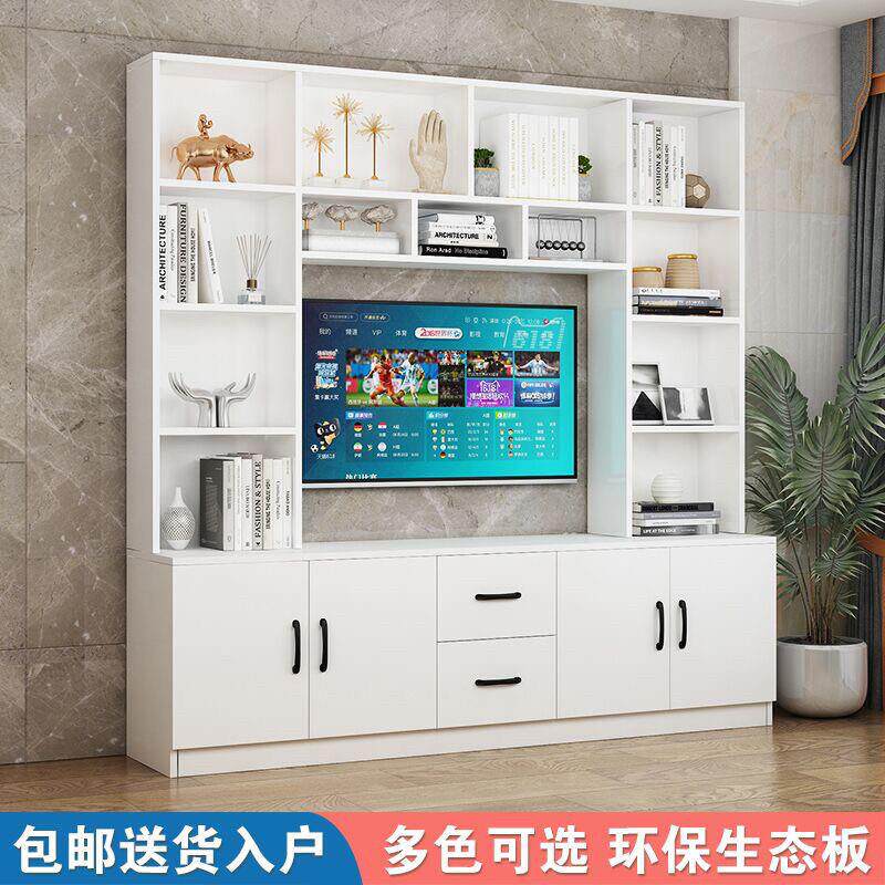 现代简约实木生态板电视柜 可客制化高款组合墙柜