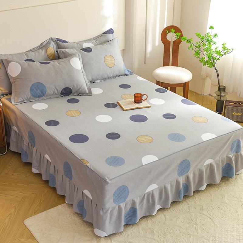 新款全棉床裙单件100纯棉床罩裙式儿童卡通男女孩四季通用床垫套