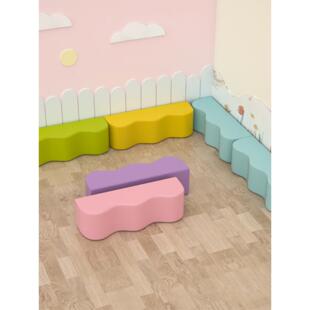 幼儿教育中心长沙发凳，换鞋凳，幼儿园操场，儿童软袋围栏，家长