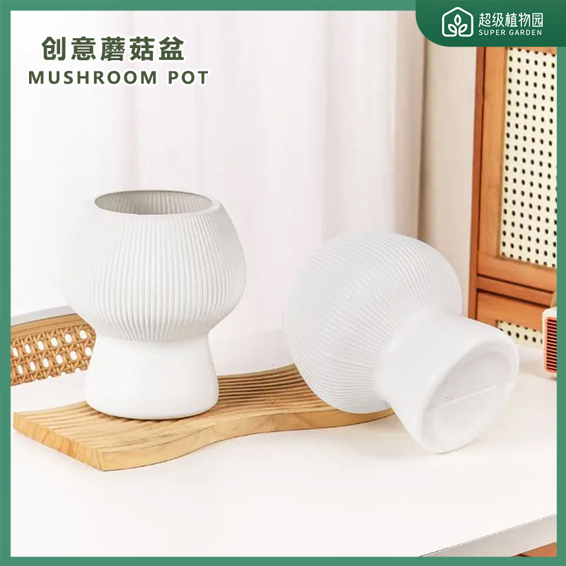 【兰花专用】时尚百搭塑制树脂创意蘑菇花盆桌面懒人专属花盆
