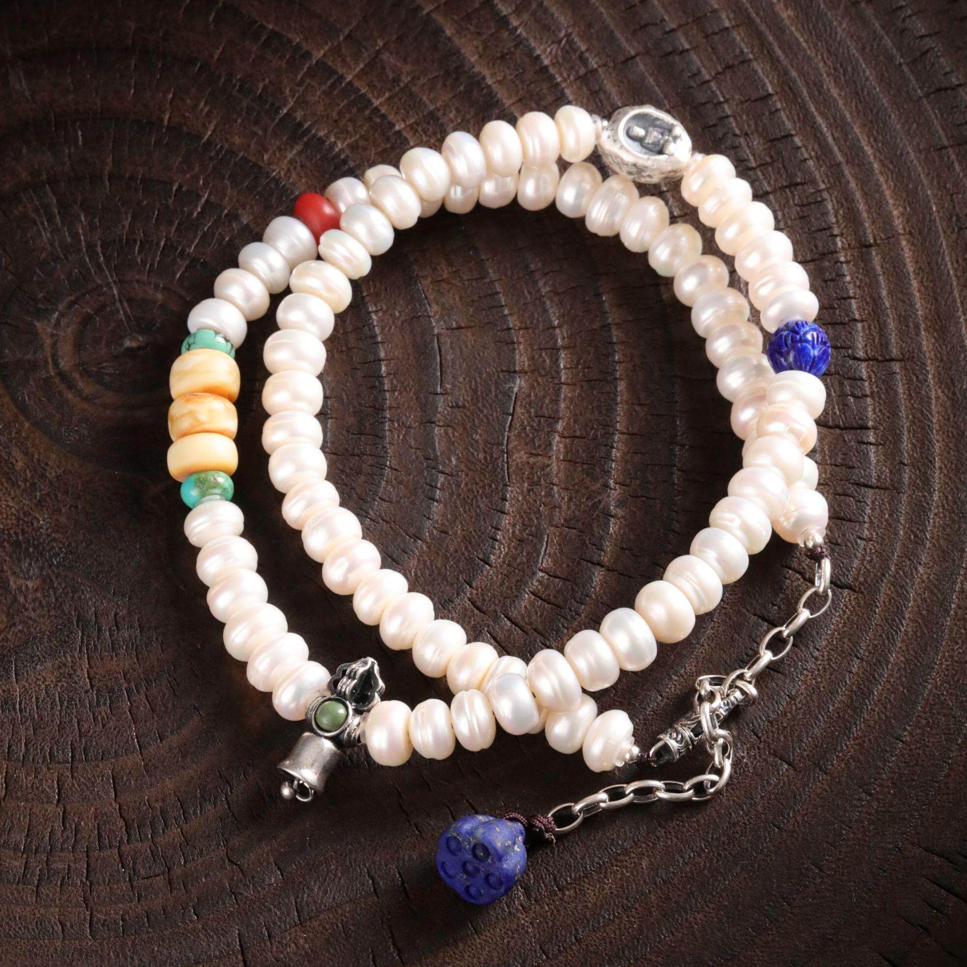 淡水珍珠蜜蜡珠珠民族风项链新中式百搭复古简约女款手工 N18950