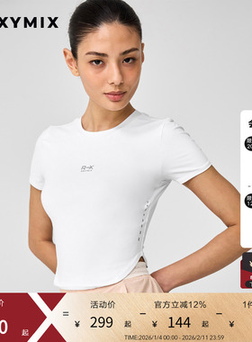 xexymix杰克茜女前胸印字圆摆短袖T恤短款修身圆领XTFST05J2