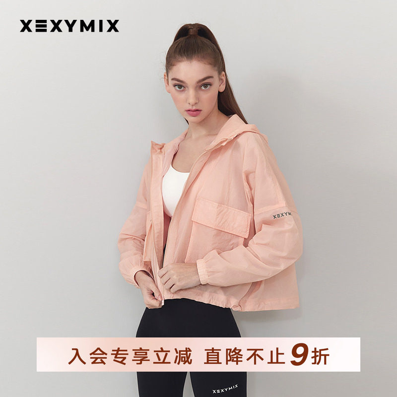 xexymix韩国进口女宽松短款口袋拉链外套运动夹克蝙蝠袖HXAA5323F