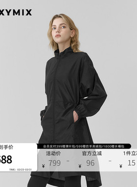 xexymix杰克茜韩国进口女轻薄长款大logo夹克抽绳外套XFK1JL1001
