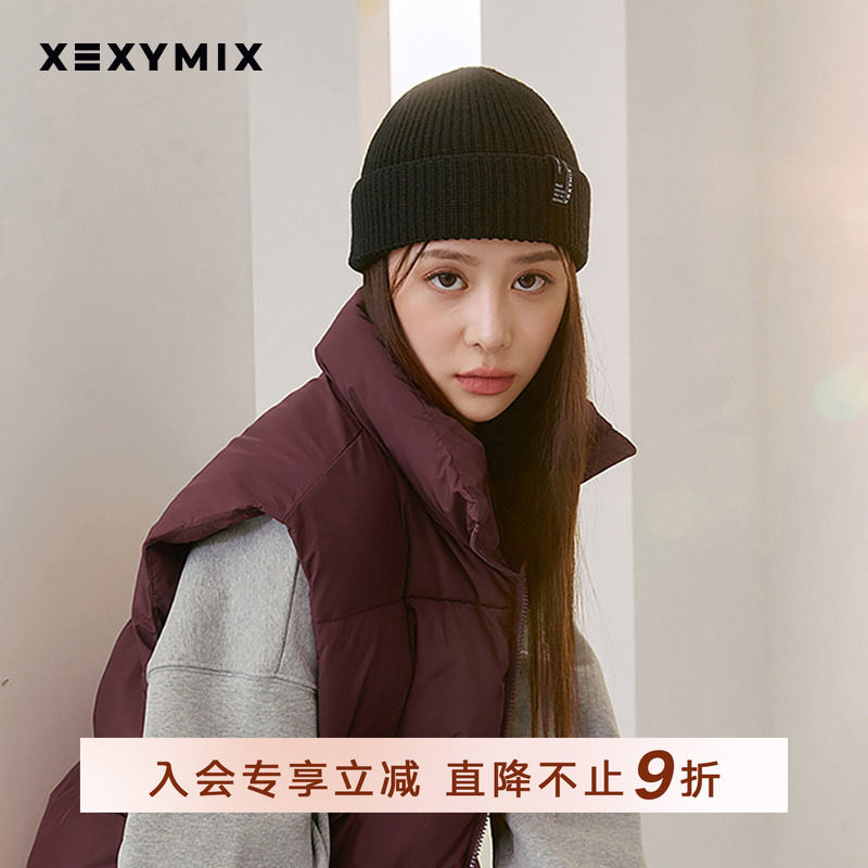 xexymix杰克茜韩国进口小标纯色针织帽百搭基础男女情侣HXEB3401G