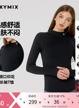 xexymix杰克茜休闲户外上衣女印花长袖T恤运动长袖百搭HXTA4367G