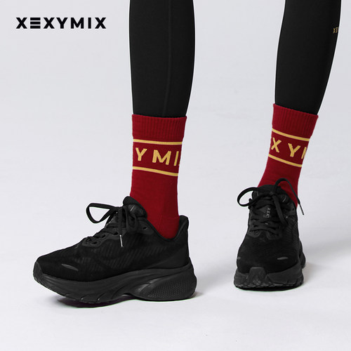 xexymix杰克茜金色LOGO中筒袜