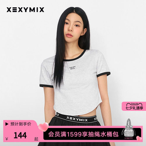 xexymix杰克茜韩国进口女撞色logo刺绣短袖网球服休闲 XFK2TS1105
