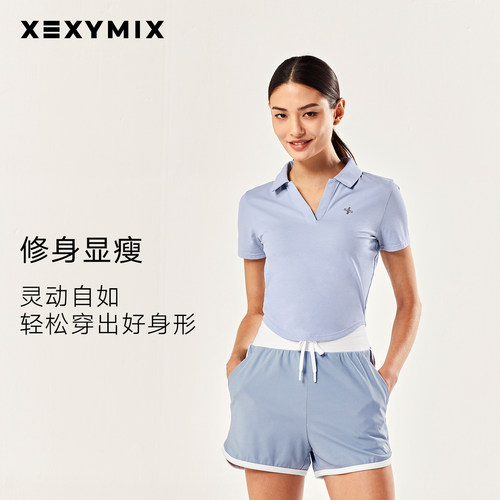 xexymix圆弧下摆短袖T恤POLO衫