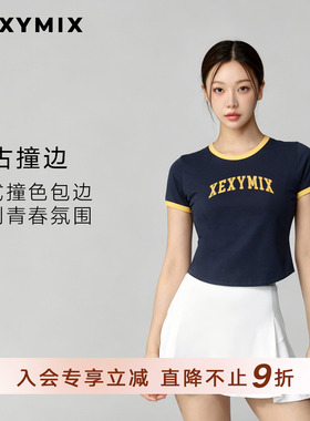 xexymix杰克茜韩国进口女LOGO印花短袖T网球服健身跑步XTFST04J3