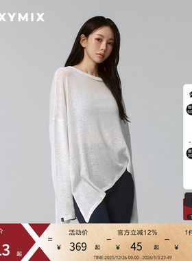 xexymix杰克茜女仿毛衫斜下摆长袖T恤瑜伽舞蹈健身跑步XFK1ER1101
