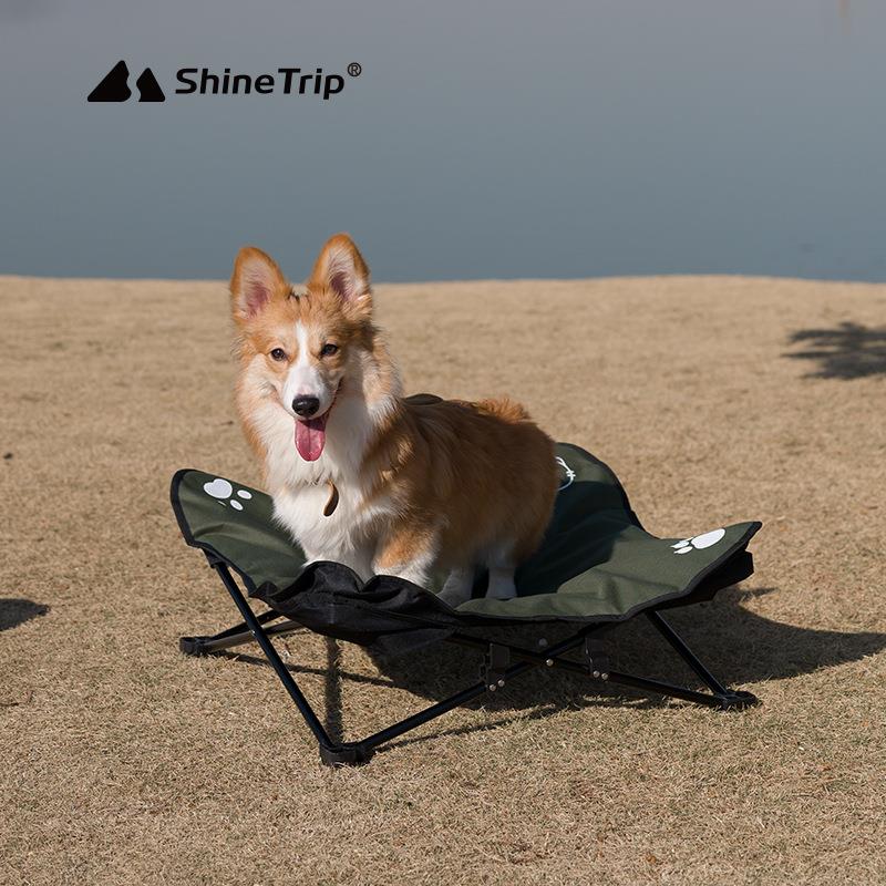 山趣户外铝合金折叠宠物床露营帐篷可拆洗宠物垫子野营度假沙滩床