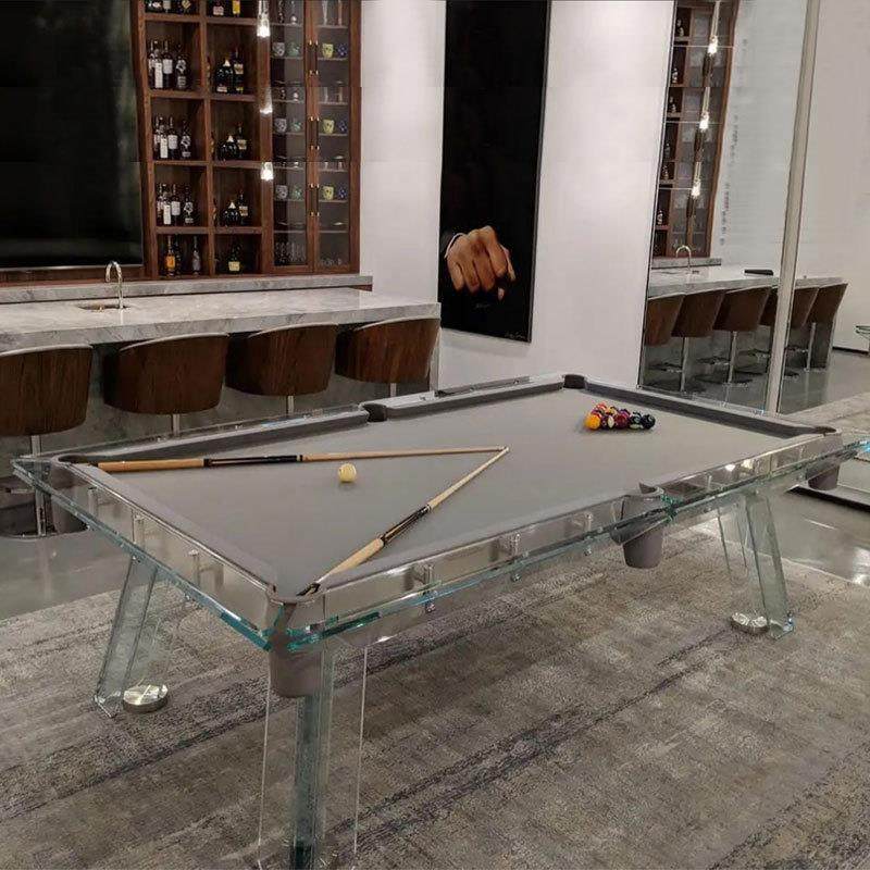 拓朴9尺青石板台球桌家用商用钢化透明玻璃中式桌美式黑八标准型
