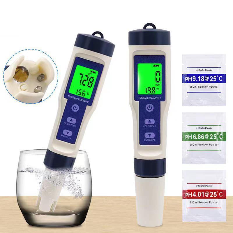 高精度水质盐度计PH/TDS/EC/盐度/水温水产养殖鱼缸水质检测笔