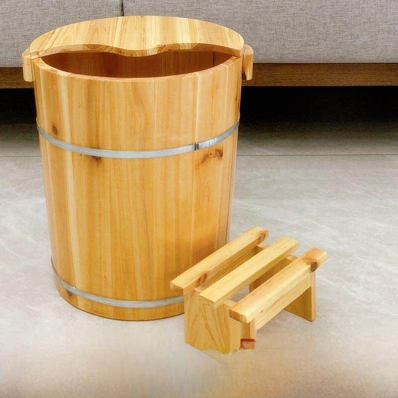 高40cm杉木足浴桶足浴桶足浴桶加厚加高熏蒸桶足浴木盆带盖家用
