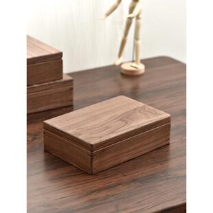 木盒子长方形实木存钱盒天地盖黑胡桃木可定制放钞票的收藏盒木质