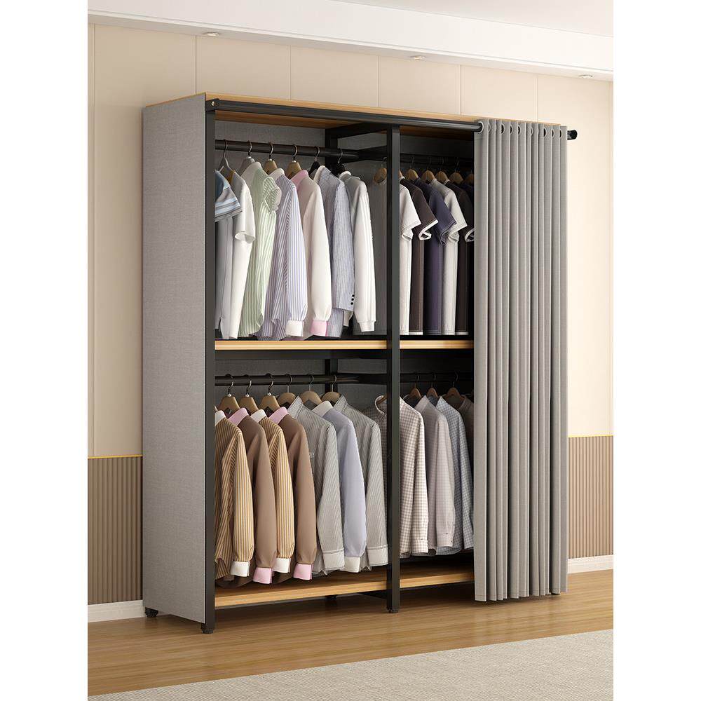 衣帽架落地卧室挂衣架防尘衣帽间架子结实耐用收纳衣柜组合置物架